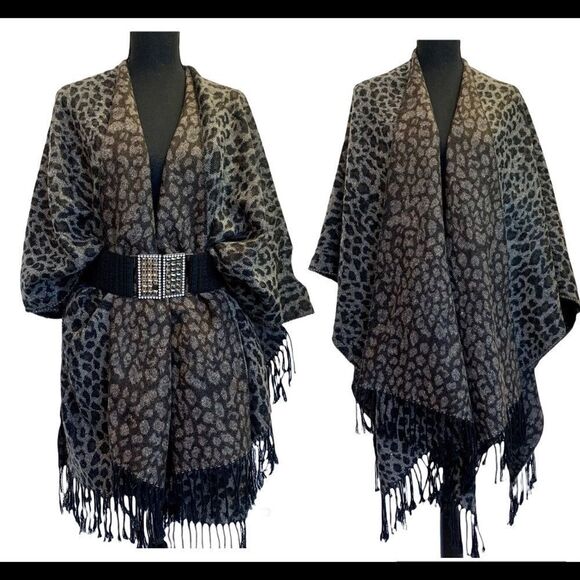 CEJON Leopard cheetah animal print shawl poncho - Picture 1 of 12